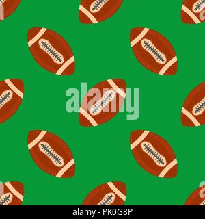 American Football BallSeamless Pattern. Rugby Sport Icon. Sports Equipment Oval Design Element. Stock Vector