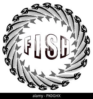 Fish Circle Frame Stock Vector