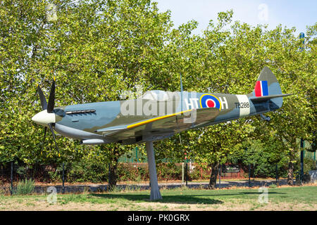 Spitfire fighter plane at Royal Air Force Museum, Grahame Park Way, Colindale, London Borough of Barnet, Greater London, England, United Kingdom Stock Photo