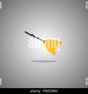 Broom witch Halloween. Vector illustration. Isolated white background. Stock Vector