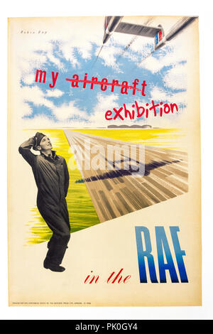 Vintage poster in Royal Air Force Museum, Colindale, London Borough of Barnet, Greater London, England, United Kingdom Stock Photo