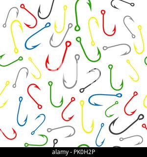 Colorful Fishing Hook Seamless Pattern Stock Vector