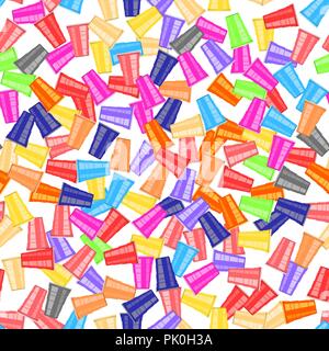 Beer Pong Tournament. Colorful Plastic Cups Seamless Pattern. Fun Game for Party. Traditional Drinking Time. Stock Vector