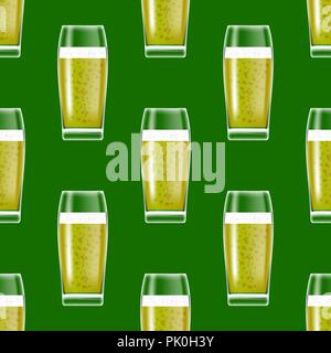 Transparent Beer Glasses Seamless Pattern Stock Vector
