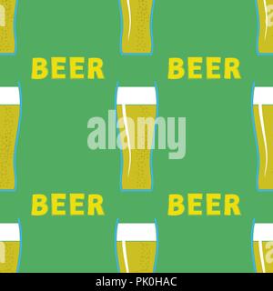 Beer Glasses Seamless Pattern Stock Vector