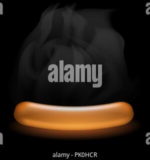 Realistic Boiled Sausage and Water Vapor. Street Fast Food. Stock Vector