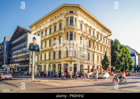 Near Checkpoint Charlie, the Einstein Cafe on the corner of Freidrich and Zimmer Strasse in Berlin, Germany Stock Photo