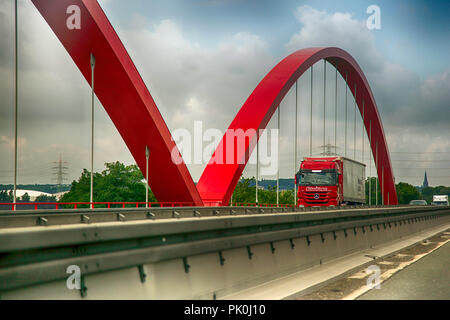 Bridge over the Ruhr on A-40 autobahn near Duisburg in Germany Stock Photo