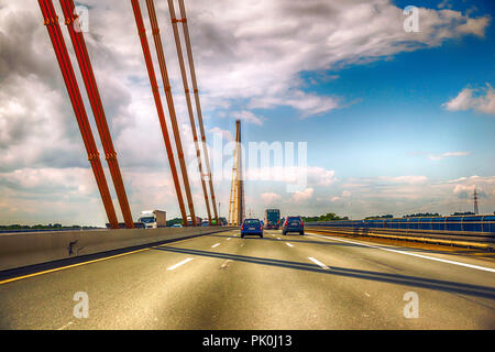 Bridge over the Ruhr on A-40 autobahn near Duisburg in Germany Stock Photo