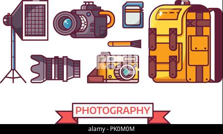 Photography Icons Set Stock Vector