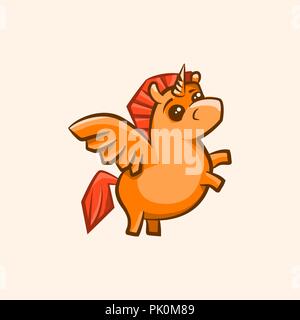 Vector image of a unicorn with wings in a children's style Stock Vector