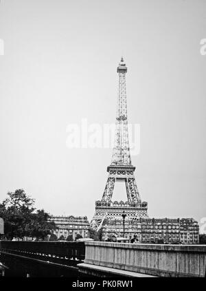 View of the Eiffel Tower in Paris 1931. Stock Photo