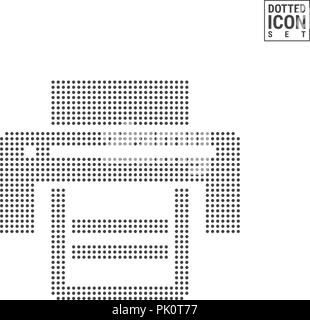 Printer Dot Pattern Icon. Printer or Fax Dotted Icon Isolated on White Background. Vector Illustration or Design Template. Can Be Used for Advertising, Web and Mobile UI. Stock Vector