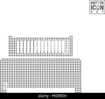 Double Bed Dot Pattern Icon. Hotel Room Dotted Icon Isolated on White Background. Vector Illustration or Design Template. Can Be Used for Advertising, Web and Mobile UI. Stock Vector