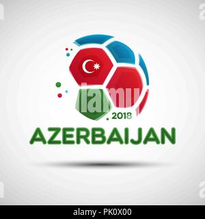 Football championship banner. Flag of Azerbaijan. Vector illustration of abstract soccer ball with Azerbaijanian national flag colors for your design Stock Vector