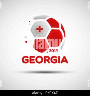 Football championship banner. Flag of Georgia. Vector illustration of abstract soccer ball with Georgian national flag colors for your design Stock Vector