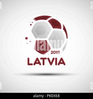 Football championship banner. Flag of Latvia. Vector illustration of abstract soccer ball with Latvian national flag colors for your design Stock Vector