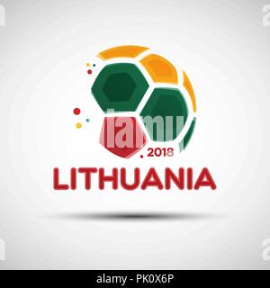 Football championship banner. Flag of Lithuania. Vector illustration of abstract soccer ball with Lithuanian national flag colors for your design Stock Vector