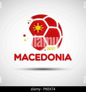 Football championship banner. Flag of Macedonia. Vector illustration of abstract soccer ball with Macedonian national flag colors for your design Stock Vector