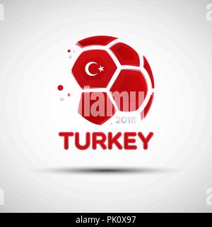 Football championship banner. Flag of Turkey. Vector illustration of abstract soccer ball with Turkish national flag colors for your design Stock Vector