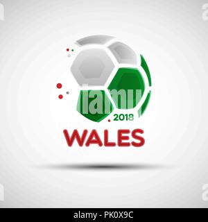 Football championship banner. Flag of Wales. Vector illustration of abstract soccer ball with Welsh national flag colors for your design Stock Vector