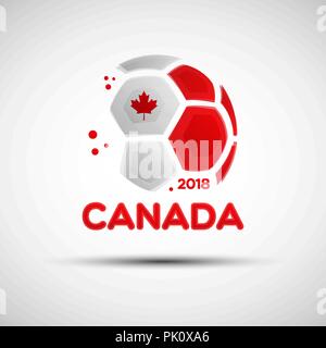 Football championship banner. Flag of Canada. Vector illustration of abstract soccer ball with Canadian national flag colors for your design Stock Vector