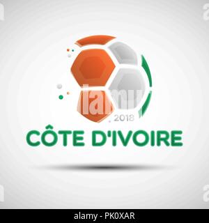 Football championship banner. Flag of Côte d'Ivoire. Vector illustration of abstract soccer ball with Côte d'Ivoire national flag colors Stock Vector