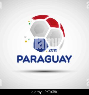 Football championship banner. Flag of Paraguay. Vector illustration of abstract soccer ball with Paraguayan national flag colors for your design Stock Vector
