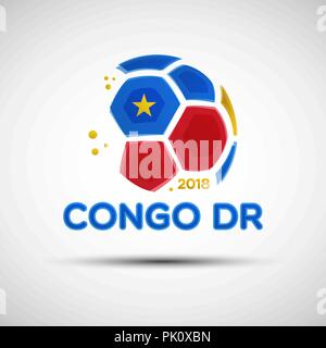 Football championship banner. Flag of Congo. Vector illustration of abstract soccer ball with Democratic Republic of the Congo national flag colors Stock Vector