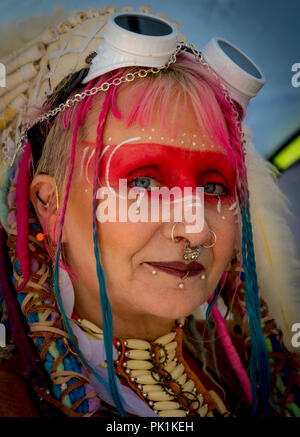 Eastbourne, East Sussex, UK. 8th and 9th September 2018. The Eastbourne SteamPunk Festival. Costumes fantasy and fun Stock Photo