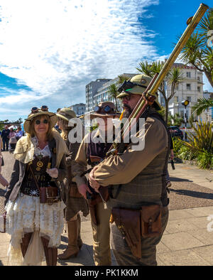 Eastbourne, East Sussex, UK. 8th and 9th September 2018. The Eastbourne SteamPunk Festival. Costumes fantasy and fun Stock Photo