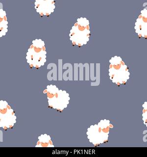 Cute little sheep Seamless Pattern Background. vector illustration. Stock Vector