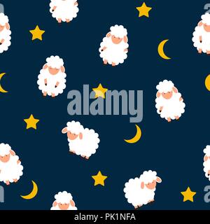 Cute little sheep Seamless Pattern Background. vector illustration. Stock Vector