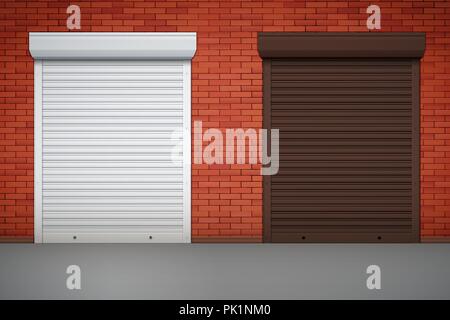 Set of Roller Shutters on Window Stock Vector