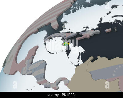 Jamaica on political globe with embedded flag. 3D illustration. Stock Photo