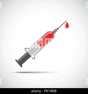 syringe for injection and blood draw with needle icon vector illustration EPS10 Stock Vector