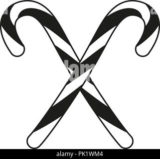 Black and white crossed candy cane silhouette Stock Vector