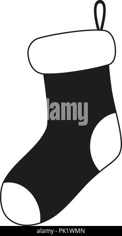 Black and white christmas sock silhouette Stock Vector