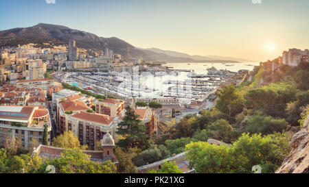 Monaco from above at sunrise on sunny summer day Stock Photo