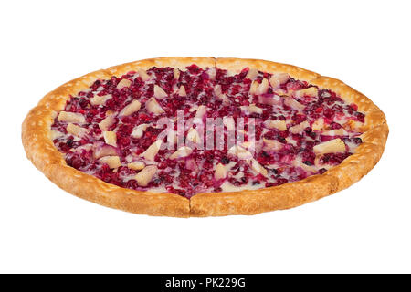 Tasty pizza with pineapple isolated on white background Stock Photo