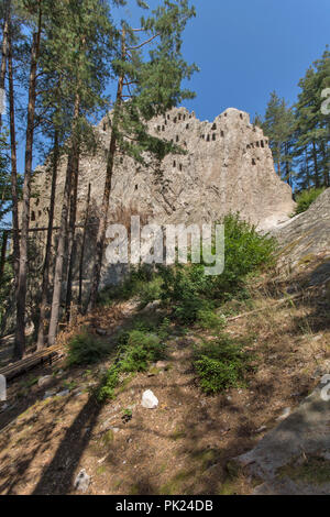 Antique Thracian Sanctuary Eagle Rocks near town of Ardino, Kardzhali Region, Bulgaria Stock Photo