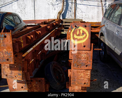 rusty iron in the industrial zone, Moscow Stock Photo