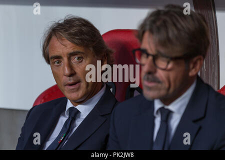 Lisbon, Portugal. 10th September, 2018. Italy's head coach Roberto Mancini during the game of the Final Tournament of the UEFA Nations League between Portugal and Italy © Alexandre de Sousa/Alamy Live News Stock Photo