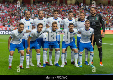 Lisbon, Portugal. 10th September, 2018. Italy starting team for the game of the Final Tournament of the UEFA Nations League between Portugal and Italy © Alexandre de Sousa/Alamy Live News Stock Photo
