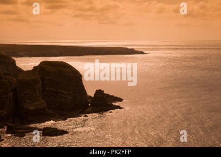 Sunset over the sea, Anglesey, Wales UK Stock Photo