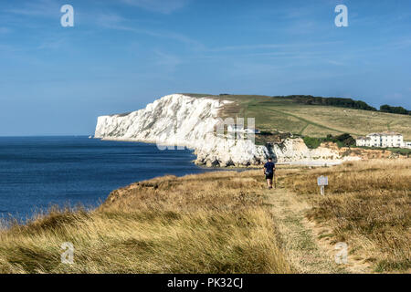 The coastal Path going to Freshwater Bay on the Isle of Wight Stock Photo