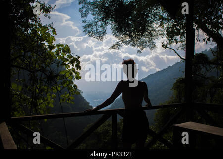 Woman at a Lookout in Guatemala Stock Photo
