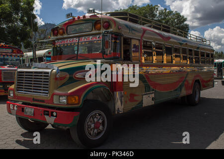 Chicken  Bus at the Station Stock Photo