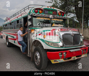 Riding the Chicken Bus Stock Photo