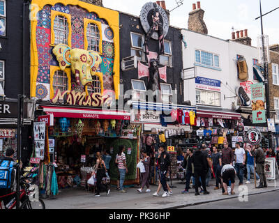 LONDON, UK -  AUGUST, 31 2018: Street life in Camden Town, a fam Stock Photo